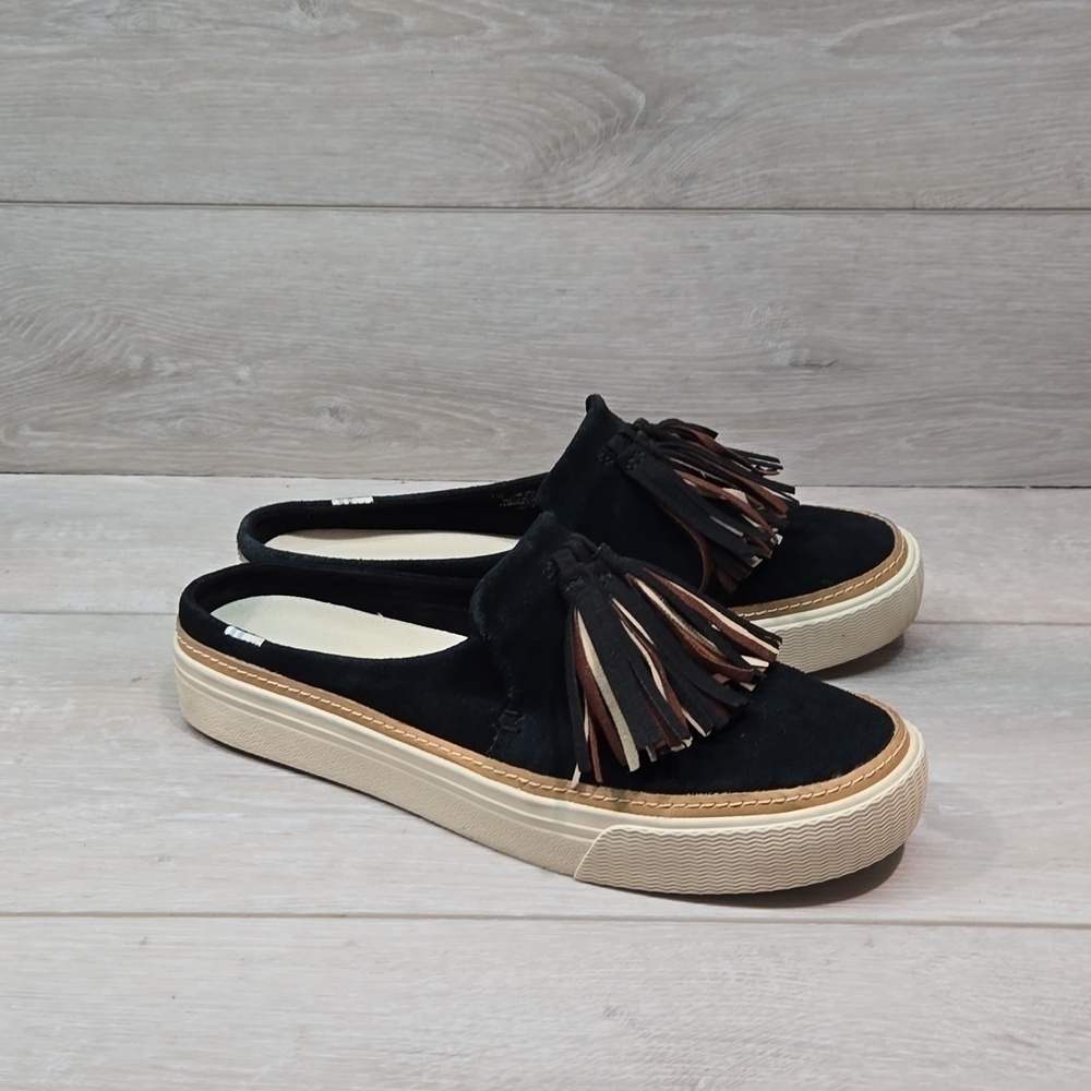 Toms Women Loafer Tassel Platform Mule shoes sz 7